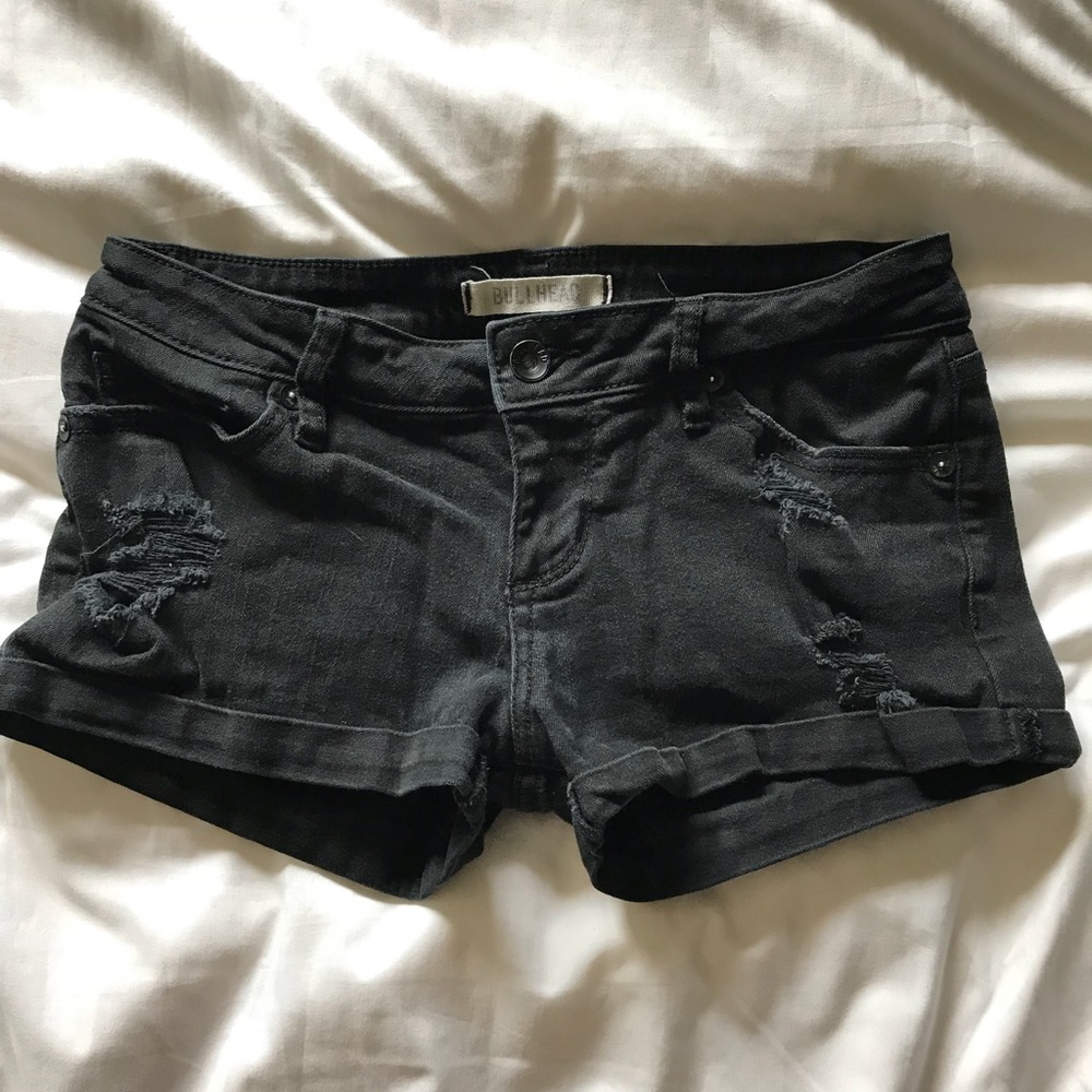 PACSUN BLACK DENIM MINI SHORTS